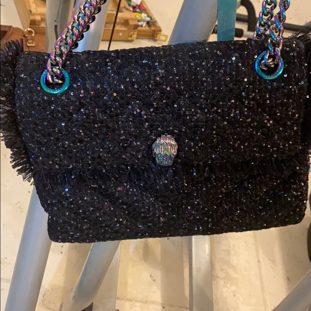 Kurt geiger bluish black sequin tweed bag nwot